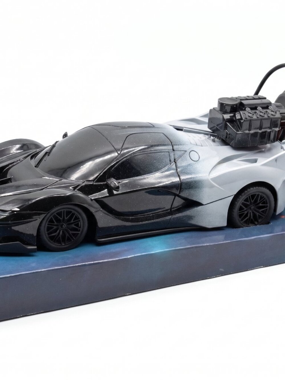 RC Supercar Hypercar Racing Toy with Rear Supercharger Engine & Remote - Black G